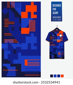 tecido de camisa de futebol design de padrão têxtil para o kit de futebol, esporte t-shirt maquete para o clube de futebol. Vista frontal uniforme. Padrão geométrico para fundo desportivo. Hud padrão. Ilustração de vetor