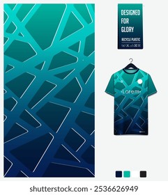 soccer jersey fabric textile pattern design for football kit, sport t-shirt mockup for football club. Uniform front view. Geometric pattern for sport background. Mosaic pattern. Vector Illustration