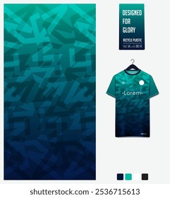 soccer jersey fabric textile pattern design for football kit, sport t-shirt mockup for football club. Uniform front view. Geometric pattern for sport background. Mosaic pattern. Vector Illustration