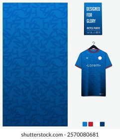 soccer jersey fabric textile pattern design for football kit, sport t-shirt mockup for football club. Uniform front view. Geometric pattern for sport clothing. Square pattern. Vector Illustration