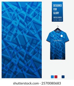 soccer jersey fabric textile pattern design for football kit, sport t-shirt mockup for football club. Uniform front view. Abstract pattern for sport clothing. Chaotic line pattern. Vector Illustration