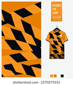 soccer jersey fabric textile pattern design for football kit, sport t-shirt mockup for football club. Uniform front view. Geometric pattern for sport clothing. Square pattern. Vector Illustration