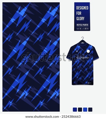 soccer jersey fabric textile pattern design for football kit, sport t-shirt mockup for football club. Uniform front view. Abstract pattern for sport background. Thunder pattern. Vector Illustration