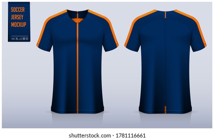 Soccer jersey or football kit mockup template design for football club. Sport t-shirt, Soccer uniform in front view, back view. Realistic sportswear Mockup Vector Illustration.