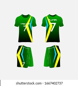 Soccer Jersey and Football Kit Presentation Mockup Template, Front and Back View Including Sportswear Uniform, Shorts and Socks and it is Fully Customization Isolated on White Background.