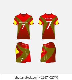 Soccer Jersey and Football Kit Presentation Mockup Template, Front and Back View Including Sportswear Uniform, Shorts and Socks and it is Fully Customization Isolated on White Background.