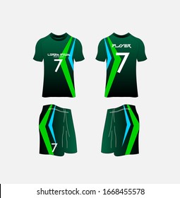 Soccer Jersey and Football Kit Presentation Mockup Template, Front and Back View Including Sportswear Uniform, Shorts and Socks and it is Fully Customization Isolated on White Background.