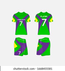 Soccer Jersey and Football Kit Presentation Mockup Template, Front and Back View Including Sportswear Uniform, Shorts and Socks and it is Fully Customization Isolated on White Background.