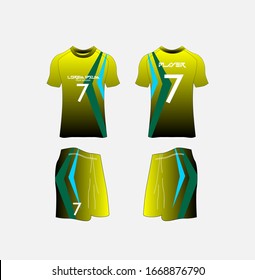 Soccer Jersey and Football Kit Presentation Mockup Template, Front and Back View Including Sportswear Uniform, Shorts and Socks and it is Fully Customization Isolated on White Background.