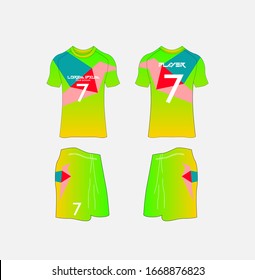 Soccer Jersey and Football Kit Presentation Mockup Template, Front and Back View Including Sportswear Uniform, Shorts and Socks and it is Fully Customization Isolated on White Background.