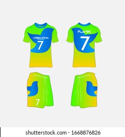 Soccer Jersey and Football Kit Presentation Mockup Template, Front and Back View Including Sportswear Uniform, Shorts and Socks and it is Fully Customization Isolated on White Background.