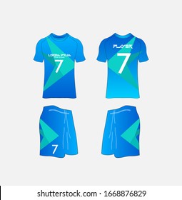 Soccer Jersey and Football Kit Presentation Mockup Template, Front and Back View Including Sportswear Uniform, Shorts and Socks and it is Fully Customization Isolated on White Background.