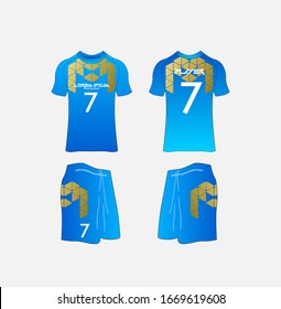 Soccer Jersey and Football Kit Presentation Mockup Template, Front and Back View Including Sportswear Uniform, Shorts and Socks and it is Fully Customization Isolated on White Background.