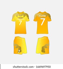 Soccer Jersey and Football Kit Presentation Mockup Template, Front and Back View Including Sportswear Uniform, Shorts and Socks and it is Fully Customization Isolated on White Background.