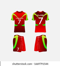 Soccer Jersey and Football Kit Presentation Mockup Template, Front and Back View Including Sportswear Uniform, Shorts and Socks and it is Fully Customization Isolated on White Background.