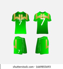 Soccer Jersey and Football Kit Presentation Mockup Template, Front and Back View Including Sportswear Uniform, Shorts and Socks and it is Fully Customization Isolated on White Background.
