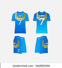 Soccer Jersey and Football Kit Presentation Mockup Template, Front and Back View Including Sportswear Uniform, Shorts and Socks and it is Fully Customization Isolated on White Background.