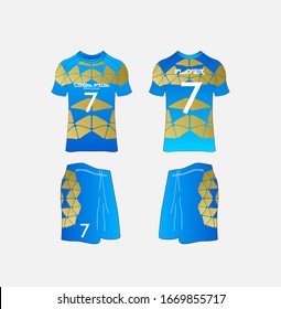 Soccer Jersey and Football Kit Presentation Mockup Template, Front and Back View Including Sportswear Uniform, Shorts and Socks and it is Fully Customization Isolated on White Background.