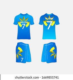 Soccer Jersey and Football Kit Presentation Mockup Template, Front and Back View Including Sportswear Uniform, Shorts and Socks and it is Fully Customization Isolated on White Background.