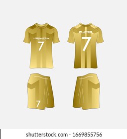Soccer Jersey and Football Kit Presentation Mockup Template, Front and Back View Including Sportswear Uniform, Shorts and Socks and it is Fully Customization Isolated on White Background.