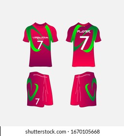 Soccer Jersey and Football Kit Presentation Mockup Template, Front and Back View Including Sportswear Uniform, Shorts and it is Fully Customization Isolated on White Background.