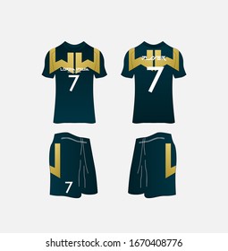 Soccer Jersey and Football Kit Presentation Mockup Template, Front and Back View Including Sportswear Uniform, Shorts and Socks and it is Fully Customization Isolated on White Background.