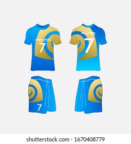 Soccer Jersey and Football Kit Presentation Mockup Template, Front and Back View Including Sportswear Uniform, Shorts and Socks and it is Fully Customization Isolated on White Background.