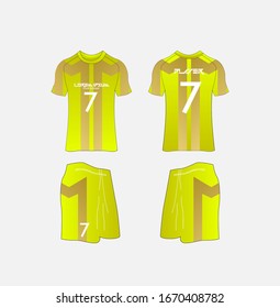 Soccer Jersey and Football Kit Presentation Mockup Template, Front and Back View Including Sportswear Uniform, Shorts and Socks and it is Fully Customization Isolated on White Background.