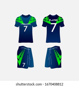 Soccer Jersey and Football Kit Presentation Mockup Template, Front and Back View Including Sportswear Uniform, Shorts and Socks and it is Fully Customization Isolated on White Background.