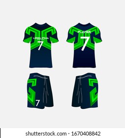 Soccer Jersey and Football Kit Presentation Mockup Template, Front and Back View Including Sportswear Uniform, Shorts and Socks and it is Fully Customization Isolated on White Background.