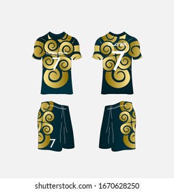 Soccer Jersey and Football Kit Presentation Mockup Template, Front and Back View Including Sportswear Uniform, Shorts and Socks and it is Fully Customization Isolated on White Background.