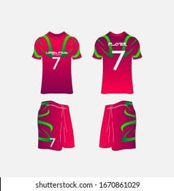 Soccer Jersey and Football Kit Presentation Mockup Template, Front and Back View Including Sportswear Uniform, Shorts and Socks and it is Fully Customization Isolated on White Background.