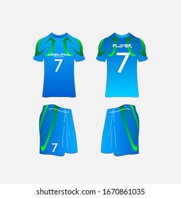 Soccer Jersey and Football Kit Presentation Mockup Template, Front and Back View Including Sportswear Uniform, Shorts and Socks and it is Fully Customization Isolated on White Background.