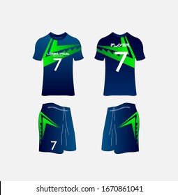 Soccer Jersey and Football Kit Presentation Mockup Template, Front and Back View Including Sportswear Uniform, Shorts and Socks and it is Fully Customization Isolated on White Background.