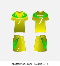 Soccer Jersey and Football Kit Presentation Mockup Template, Front and Back View Including Sportswear Uniform, Shorts and Socks and it is Fully Customization Isolated on White Background.