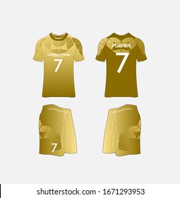 Soccer Jersey and Football Kit Presentation Mockup Template, Front and Back View Including Sportswear Uniform, Shorts and Socks and it is Fully Customization Isolated on White Background.