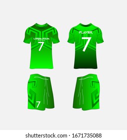 Soccer Jersey and Football Kit Presentation Mockup Template, Front and Back View Including Sportswear Uniform, Shorts and Socks and it is Fully Customization Isolated on White Background.