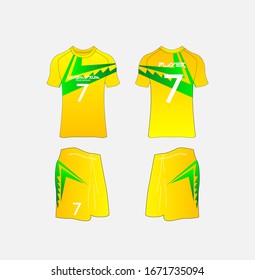 Soccer Jersey and Football Kit Presentation Mockup Template, Front and Back View Including Sportswear Uniform, Shorts and Socks and it is Fully Customization Isolated on White Background.