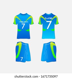 Soccer Jersey and Football Kit Presentation Mockup Template, Front and Back View Including Sportswear Uniform, Shorts and Socks and it is Fully Customization Isolated on White Background.