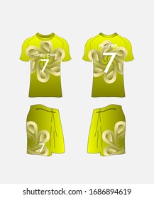 Soccer Jersey and Football Kit Presentation Mockup Template, Front and Back View Including Sportswear Uniform, Shorts and Socks and it is Fully Customization Isolated on White Background