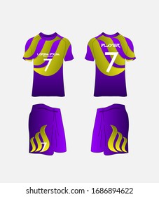 Soccer Jersey and Football Kit Presentation Mockup Template, Front and Back View Including Sportswear Uniform, Shorts and Socks and it is Fully Customization Isolated on White Background