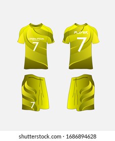 Soccer Jersey and Football Kit Presentation Mockup Template, Front and Back View Including Sportswear Uniform, Shorts and Socks and it is Fully Customization Isolated on White Background