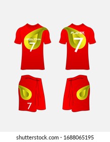 Soccer Jersey and Football Kit Presentation Mockup Template, Front and Back View Including Sportswear Uniform, Shorts and Socks and it is Fully Customization Isolated on White Background