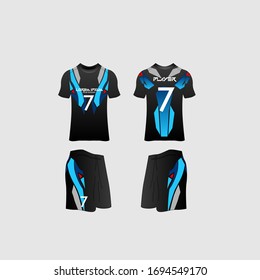 Soccer Jersey and Football Kit Presentation Mockup Template, Front and Back View Including Sportswear Uniform, Shorts and Socks and it is Fully Customization Isolated on White Background
