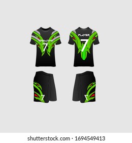 Soccer Jersey and Football Kit Presentation Mockup Template, Front and Back View Including Sportswear Uniform, Shorts and Socks and it is Fully Customization Isolated on White Background