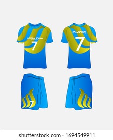 Soccer Jersey and Football Kit Presentation Mockup Template, Front and Back View Including Sportswear Uniform, Shorts and Socks and it is Fully Customization Isolated on White Background