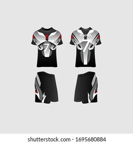 Soccer Jersey and Football Kit Presentation Mockup Template, Front and Back View Including Sportswear Uniform, Shorts and is Fully Customization Isolated on White Background