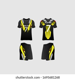 Soccer Jersey and Football Kit Presentation Mockup Template, Front and Back View Including Sportswear Uniform, Shorts and is Fully Customization Isolated on White Background