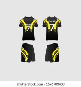 Soccer Jersey and Football Kit Presentation Mockup Template, Front and Back View Including Sportswear Uniform, Shorts and Socks and it is Fully Customization Isolated on White Background