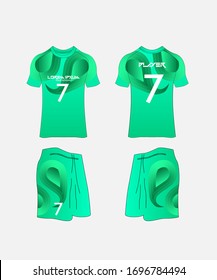 Soccer Jersey and Football Kit Presentation Mockup Template, Front and Back View Including Sportswear Uniform, Shorts and Socks and it is Fully Customization Isolated on White Background